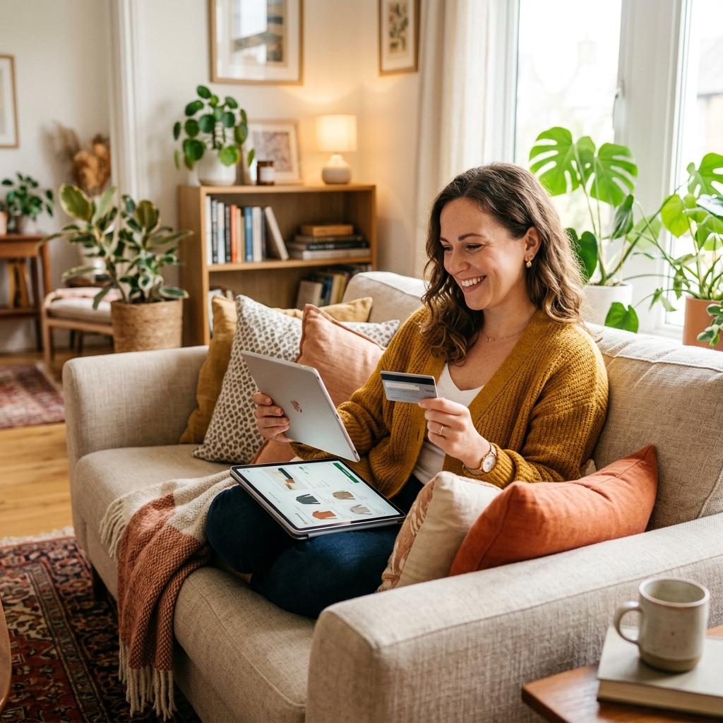 Woman ordering XoomsTV subscription online